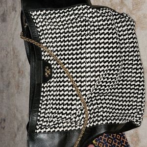 Tory Burch used large black and white purse
